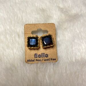 Black Glass Square-Cut Earrings NEW Seoul Stone